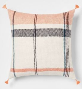 Case of (3) Oversized Woven Plaid Square Throw Pillows