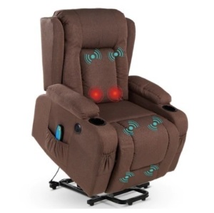 Electric Power Lift Recliner Massage Chair w/ Heat, USB Port, Cupholders 