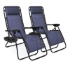 Set of 2 Adjustable Zero Gravity Patio Chair Recliners w/ Cup Holders, Blue