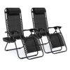 Set of 2 Adjustable Zero Gravity Patio Chair Recliners w/ Cup Holders, Black