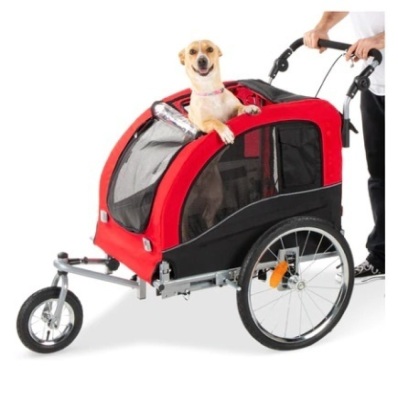 2-in-1 Pet Stroller and Bike Trailer, Red/Black