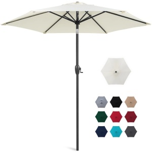 Outdoor Market Patio Umbrella w/ Push Button Tilt, Crank Lift - 7.5ft