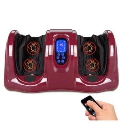 Therapeutic Foot Massager w/ High Intensity Rollers, Remote & 3 Modes, Burgundy