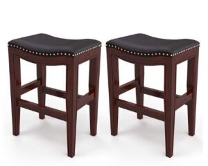 Furgle Counter Height Bar Stools 25" Backless Leather Saddle Stool 