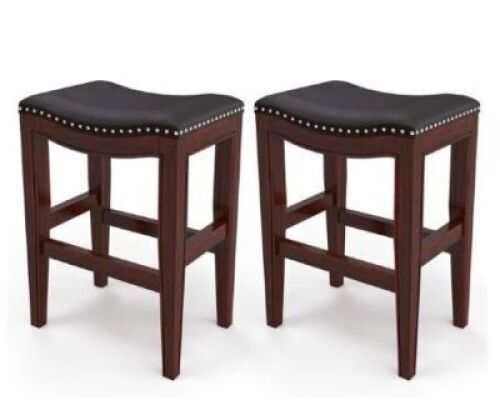 Furgle Counter Height Bar Stools 25" Backless Leather Saddle Stool&nbsp;
