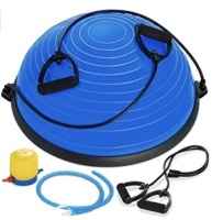 Half Ball Balance Trainer&nbsp;w/ 2 Resistance Bands &&nbsp;Pump, Blue