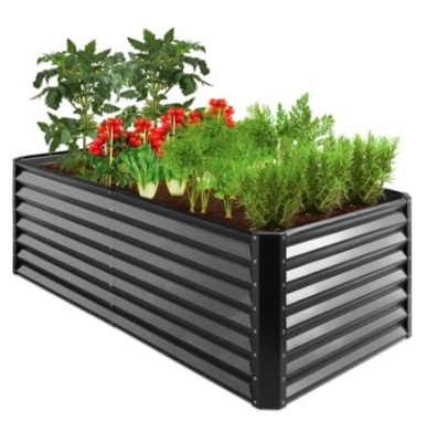 Outdoor Metal Raised Garden Bed, 6x3x2ft, Gray