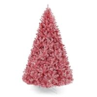Pink Artificial Tinsel Christmas Tree w/ Foldable Stand