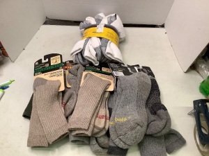 Lot of (8) Socks, Misc. Styles and Sizes, Appears New