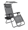 Folding Zero Gravity Recliner Patio Lounge Chair w/ Canopy & Side Tray, Gray