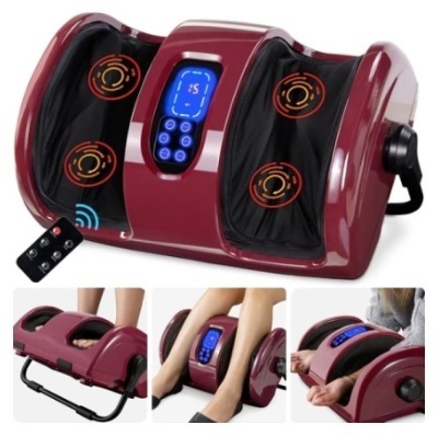 Reflexology Shiatsu Foot Massager w/ High-Intensity Rollers & Remote Control, Burgundy