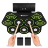 Electronic Drum Set, Bluetooth Roll Up Portable Pad Kit w/ Built-In Speakers, Pedals & Drumsticks