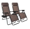 Set of 2 Adjustable Zero Gravity Patio Chair Recliners w/ Cup Holders, Brown