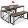 3- Piece Bench Style Dining Furniture Set w/ 2 Benches, Tables- 45.5in