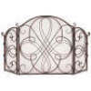 3-Panel Wrought Iron Metal Fireplace Screen Cover w/ Scroll Design - 55x33in