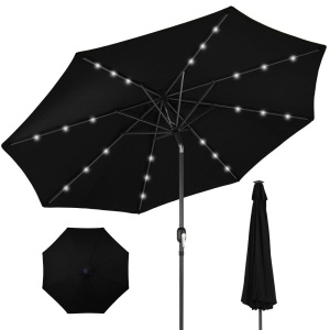 Solar LED Lighted Patio Umbrella w/ Tilt Adjustment, UV-Resistance - 10ft