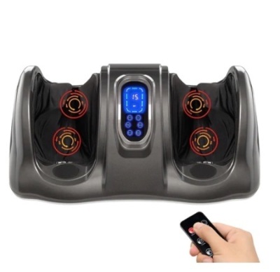 Therapeutic Foot Massager w/ High Intensity Rollers, Remote & 3 Modes, Gray