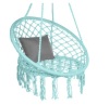 Cotton Macrame Hammock Hanging Chair Swing, Handwoven w/ Backrest, Teal