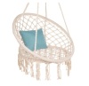 Cotton Macrame Hammock Hanging Chair Swing, Handwoven w/ Backrest, Beige