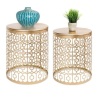 Set of 2 Decorative Round Side Accent Table Nightstands w/ Nesting Design, Gold