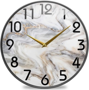 3D Marble Stone Print Round Wall Clock, 12 Inch. Appears New