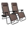 Set of 2 Adjustable Zero Gravity Patio Chair Recliners w/ Cup Holders, Brown