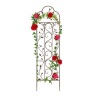 Iron Arched Garden Trellis Fence Panel w/ Branches, Birds, 60x15in