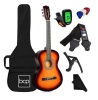 Beginner Acoustic Guitar Set w/ Case, Strap, Digital Tuner & Strings, 38in, Sunburst