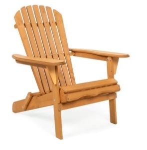 Folding Wooden Adirondack Chair Accent Furniture w/ Natural Finish, Brown