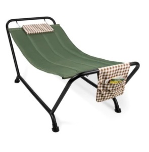 Outdoor Patio Hammock for Backyard, Garden w/ Stand, Pillow, Storage Pockets, Green