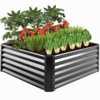 Outdoor Metal Raised Garden Bed for Vegetables, Flowers, Herbs - 4x4x1.5ft&nbsp;