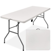 6ft Portable Folding Plastic Dining Table w/ Handle, Lock&nbsp;