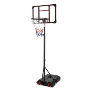 Kids Height-Adjustable Basketball Hoop, Portable Backboard System w/ Wheels, Clear Blackboard