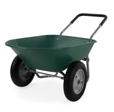 Dual-Wheel Wheelbarrow Garden Cart, Green