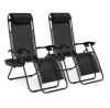 Set of 2 Adjustable Zero Gravity Patio Chair Recliners w/ Cup Holders, Black