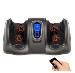 Therapeutic Foot Massager w/ High Intensity Rollers, Remote, 3 Modes, Gray