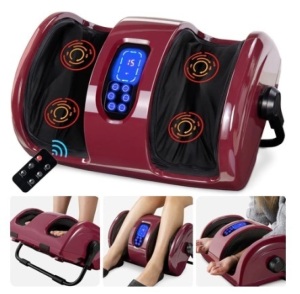 Reflexology Shiatsu Foot Massager w/ High-Intensity Rollers, Remote Control, Burgundy