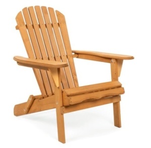 Folding Wooden Adirondack Chair Accent Furniture w/ Natural Finish, Brown