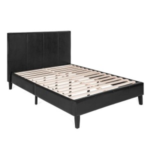 Modern Faux Leather Platform Bed Frame w/ Wooden Slats, Queen. Appears New