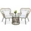 3-Piece Patio Wicker Conversation Bistro Set w/ 2 Chairs, Glass Top Table. Appears New. $399 Retail Value