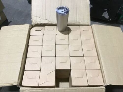 Case of (25) Stainless Steel Tumbler Double Wall Vacuum with Lid Tumblers.