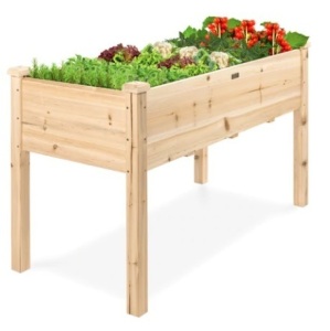 Elevated Wood Garden Planter Stand, 48x24x30in