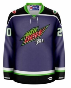 Mountain Dew Pitch Black Purple Hockey Jersey, Adult M, New