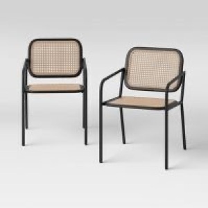 Boda 2pk Caning Patio Dining Chairs - Black - Project 62