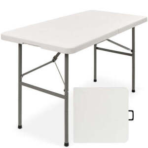 4ft Portable Folding Plastic Dining Table w/ Handle, Lock 