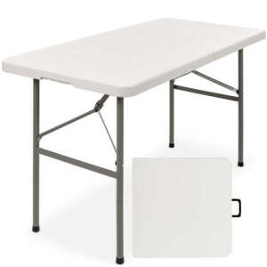 4ft Portable Folding Plastic Dining Table w/Handle, Lock 