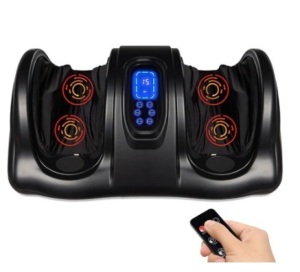 Therapeutic Foot Massager w/ High Intensity Rollers, Remote & 3 Modes, Black