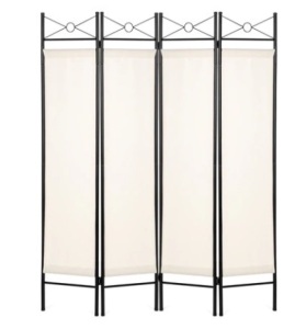 4-Panel Folding Privacy Screen Room Divider Decoration Accent, 6ft, White