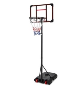 Kids Height-Adjustable Basketball Hoop, Portable Backboard System w/ Wheels, Clear Background