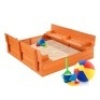 Kids Cedar Sandbox w/ Sand Screen &&nbsp;2 Benches,&nbsp;47x47in